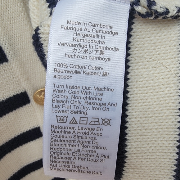 J.Crew Emilie Lady Jacket Cardigan Navy Stripe coastal Cotton 3X Nautical Chic - Picture 13 of 15